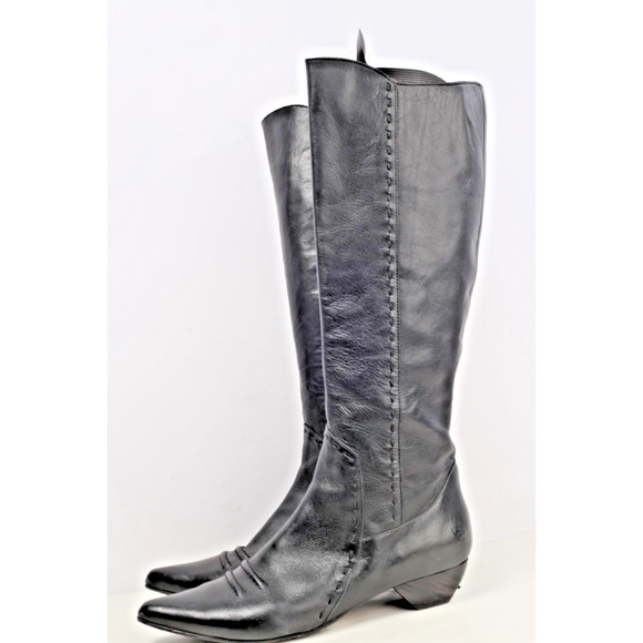 JOHN FLUEVOG Britney Black Leather Knee High Western Cowgirl Boots Size 10.5 - Picture 11 of 16